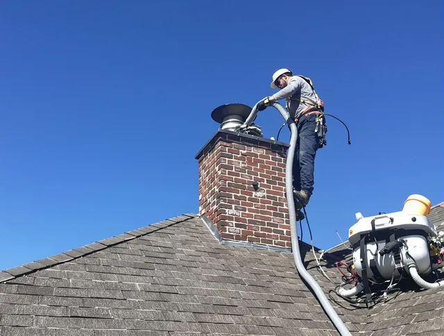 Dedicated Somerset Chimney Sweep team member cleaning a chimney in Somerset, MA