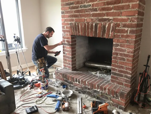Somerset Chimney Sweep specialist finalizing chimney liner service in Somerset, MA