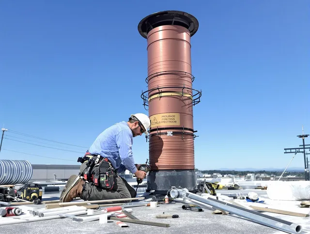 Installed chimney liner by Somerset Chimney Sweep in Somerset, MA