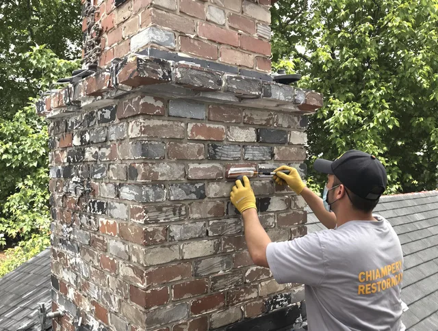 In-progress chimney restoration by Somerset Chimney Sweep in Somerset, MA