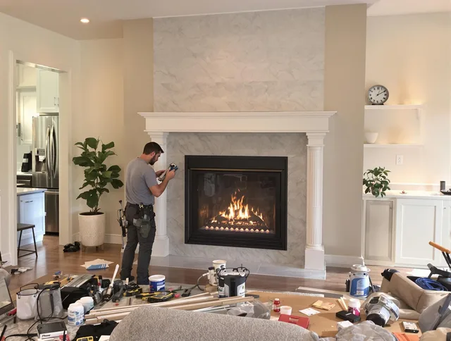 Newly installed fireplace by Somerset Chimney Sweep in Somerset, MA