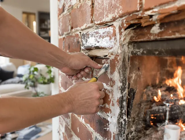 Routine fireplace repair by Somerset Chimney Sweep in Somerset, MA